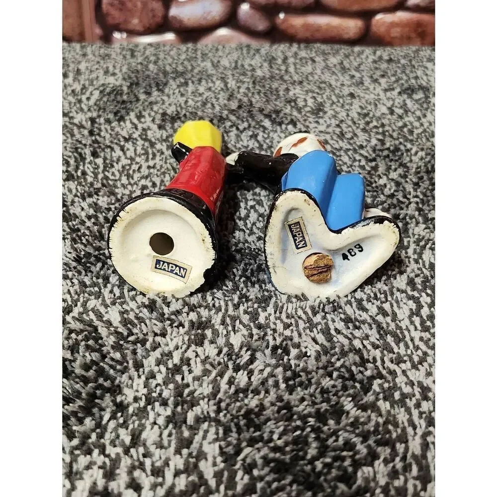 Vintage Hand Painted Hobo and a Light Pole Salt and Pepper Shakers -Rare
